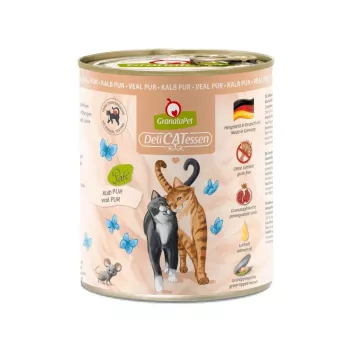 Märg kassitoit Fox4Pets DeliCATessen Pur Vasikaliha 800 g purk, täiskasvanud kassidele, täisväärtsööt, hüpoallergeenne, gluteeni- ja sojavaba
