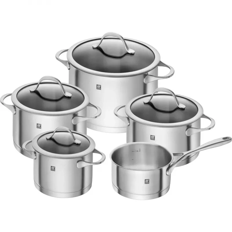 ZWILLING Essence 5-osaline roostevaba terasest kööginõude komplekt klaaskaantega