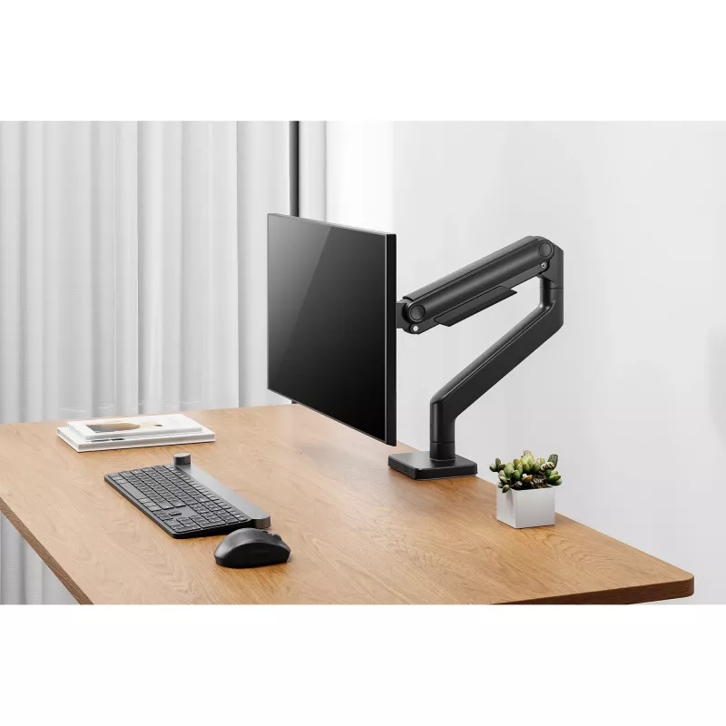 Monitorihoidik DIGITUS Single, klamber, kuni 49-tollisele (124,5 cm), 20 kg, VESA 75x75–100x100, kallutus -20° kuni 50°, kõrgus reguleeritav, must