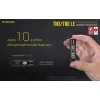 Käsitaskulamp Nitecore TIKI LE — 300 lm, USB-laetav, polükarbonaat, IP66, põrutuskindel, 10,5 g, 55 mm, Must