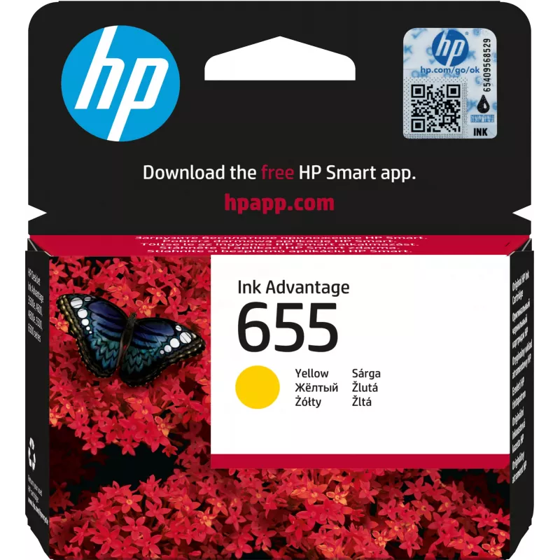 HP 655 kollane Originaal Ink Advantage kassett, kollane, 1 tk, 600 lehekülge