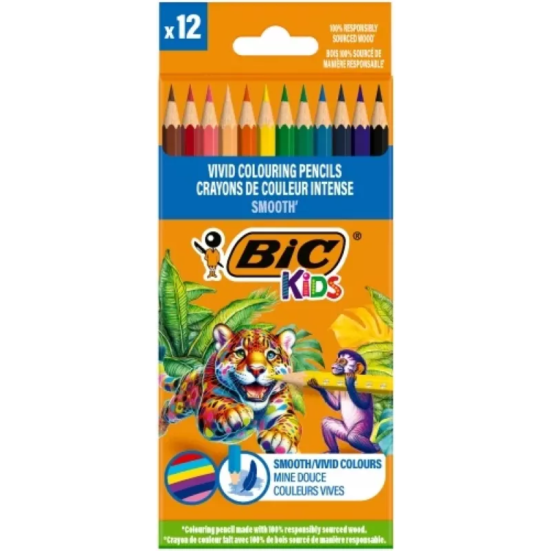 BIC Värvilised pliiatsid Kids Smooth 12 värvi komplekt