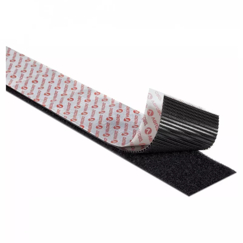 VELCRO Klettband Extra Stark Selbstklebend, Haken & Flausch 50mm x 1m Schwarz