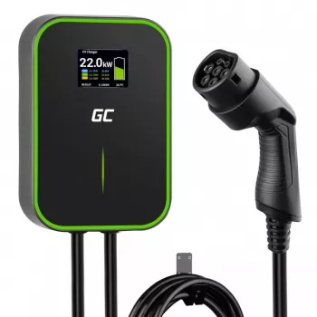 Elektrisõiduki laadimisjaam roheline Cell EV14 22 kW must alumiinium seinale