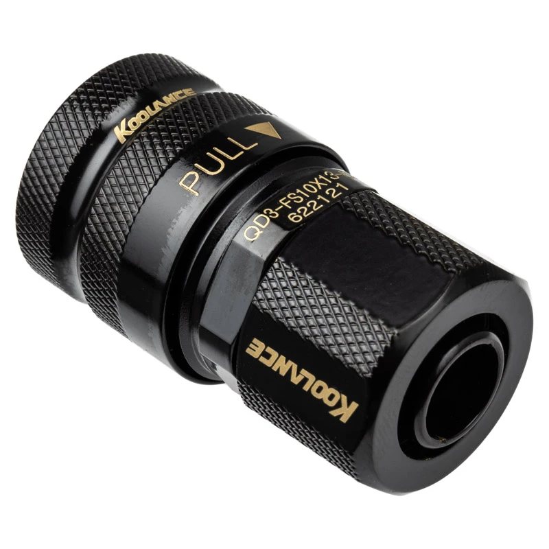 Koolance QD3 Quick Release sirge emane 13/10 mm peal - lekkevaba, must