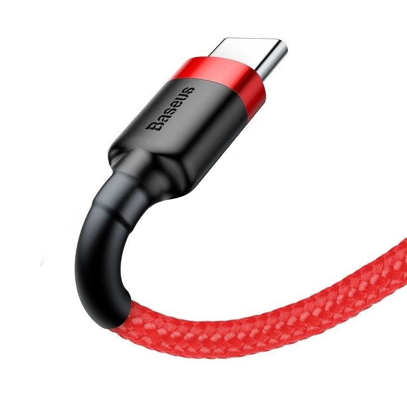 USB 2.0 A–USB-C kaabel Baseus CATKLF-B09 1m QC3.0 nailonpunutis punane, kiirlaadimine ja andmesünk