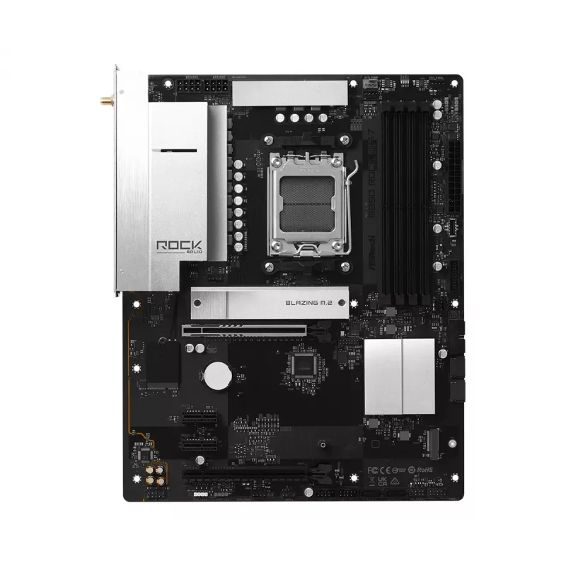 ASRock B850 Rock WiFi 7 emaplaat, AMD pesa AM5, ATX, DDR5, Wi-Fi 7