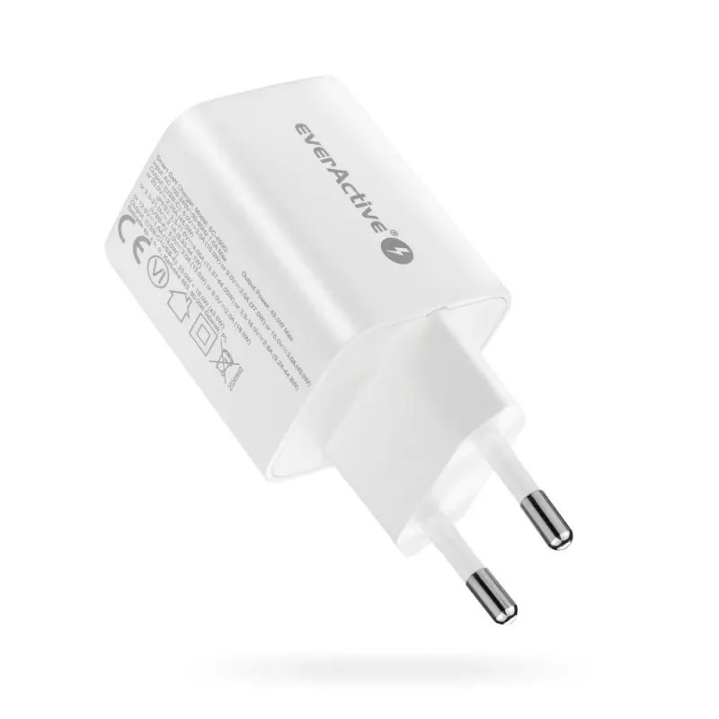 Seinalaadija everActive SC-450Q 45W 1×USB-C 1×USB-A valge