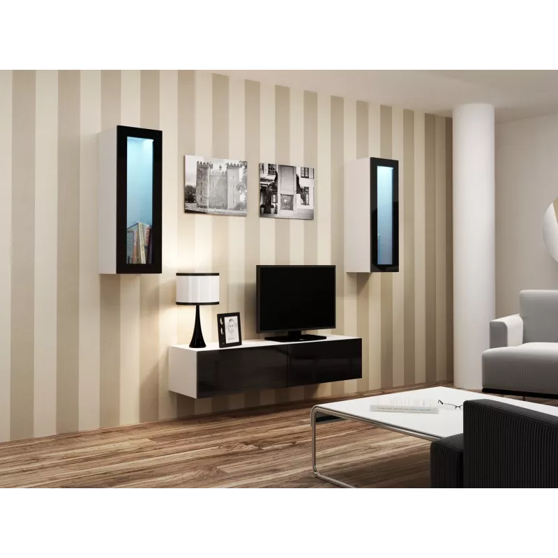 Cama TV-alus VIGO 140 30/140/40 valge/must läikiv