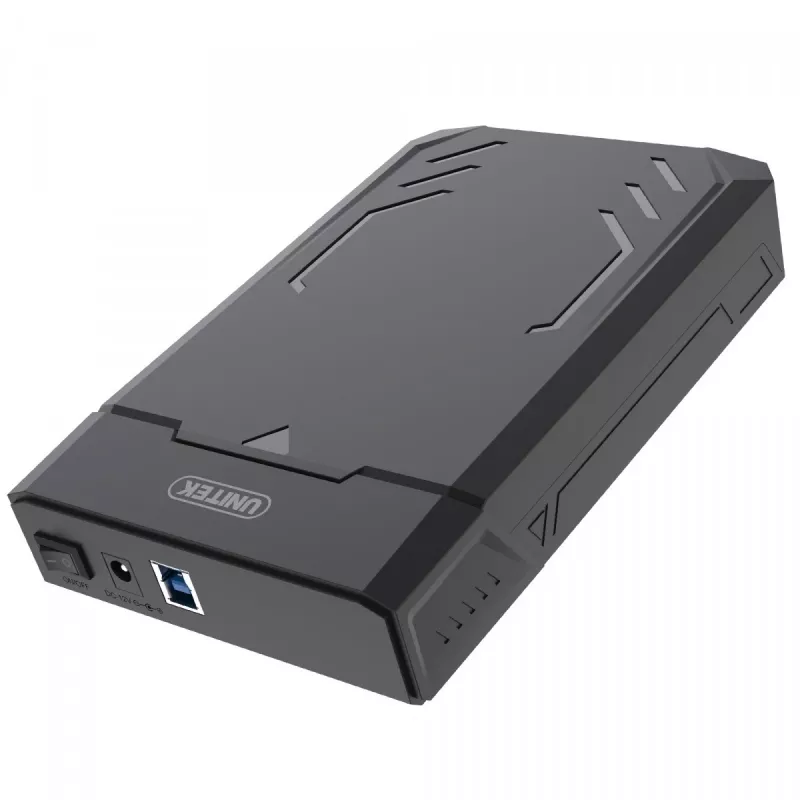 HDD/SSD-korpus Unitek Y-3035 — 2,5/3,5-tolline SATA, USB 3.2 Gen 1 (USB Type-B), 6 Gbit/s, must, vahelduvvooluadapter