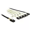 Sisemine Mini SAS kuni 4×SATA kaabel DELOCK 0,5 m — Mini SAS SFF-8087 kuni 4×SATA 7p, must/hõbedane/kollane