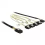 Sisemine Mini SAS kuni 4×SATA kaabel DELOCK 0,5 m — Mini SAS SFF-8087 kuni 4×SATA 7p, must/hõbedane/kollane