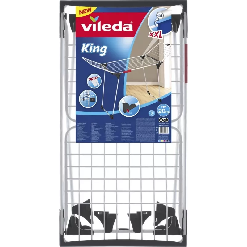 Kuivatusrest VILEDA King Valge 157247 — teras, 20 m kuivatuspinda, kokkupandav, ratastega