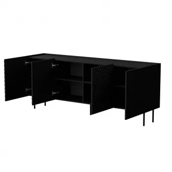 Kummut cama meble LUCCA 4D, 200×40×80 cm, must, puitlaastplaadist korpus