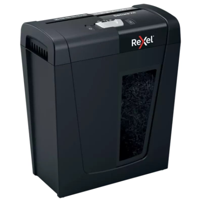 Paberihundi REXEL Secure X8 — ristlõige P-4, 4x40 mm, mahutavus 8 lehte, 14 l prügikast, must