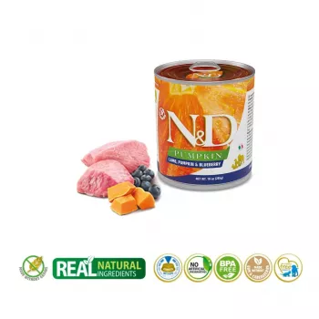 Märg koeratoit Farmina N&D Lamb Pumpkin Blueberry Adult 285 g purk