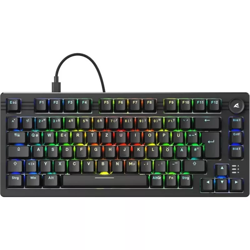 Sharkoon SGK25 klaviatuur Kodu USB QWERTZ Saksa Must 75% RGB LED