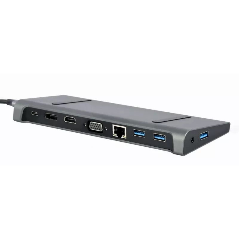 Laptop dock Gembird A-CM-COMBO9-02 USB 3.2 Gen 1 USB-C, HDMI, VGA, 3×USB-A, Gigabit Ethernet, 87W PD, hall