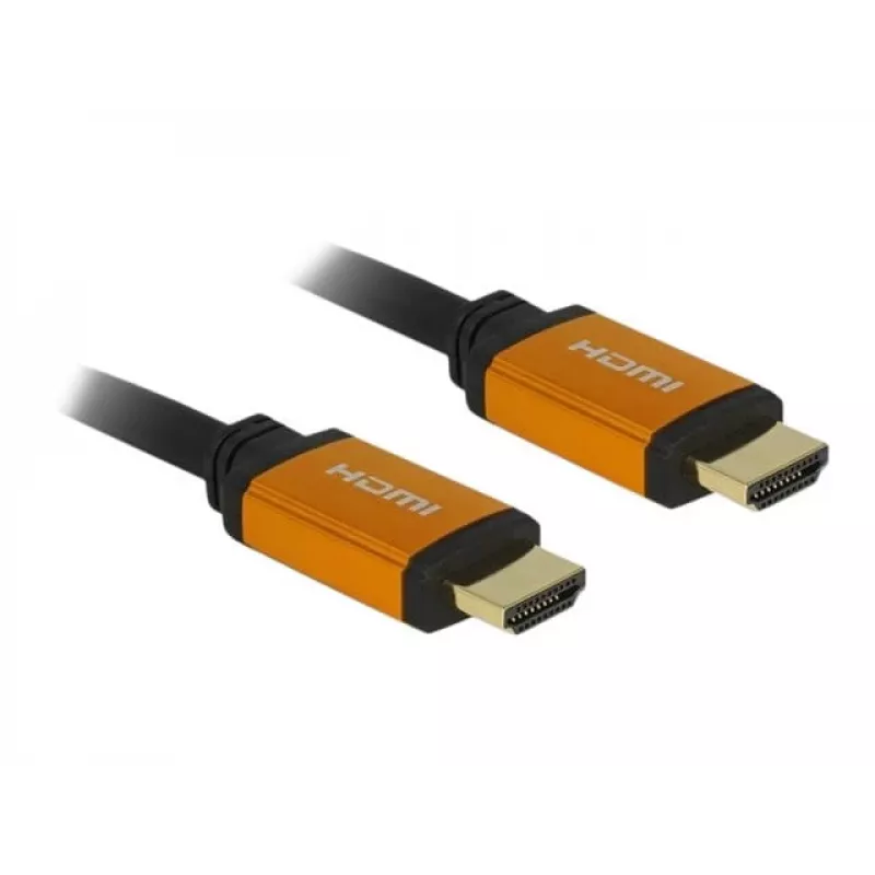 DeLOCK - HDMI-kaabel - HDMI (M) kuni HDMI (M) - 50 cm - Kolmekordne isolatsioon - Must, Kuld - 8K tugi