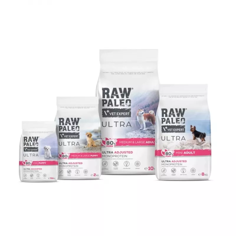 VETEXPERT RAW PALEO Ultra Pork Medium & Large Puppy kuiv koeratoit 2 kg