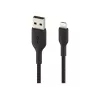 Punutud USB-Lightning kaabel 15 cm must