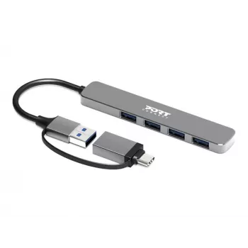 PORT CONNECT | Hub USB-C/USB-A 4 USB-A 3.0 5Gbps portiga
