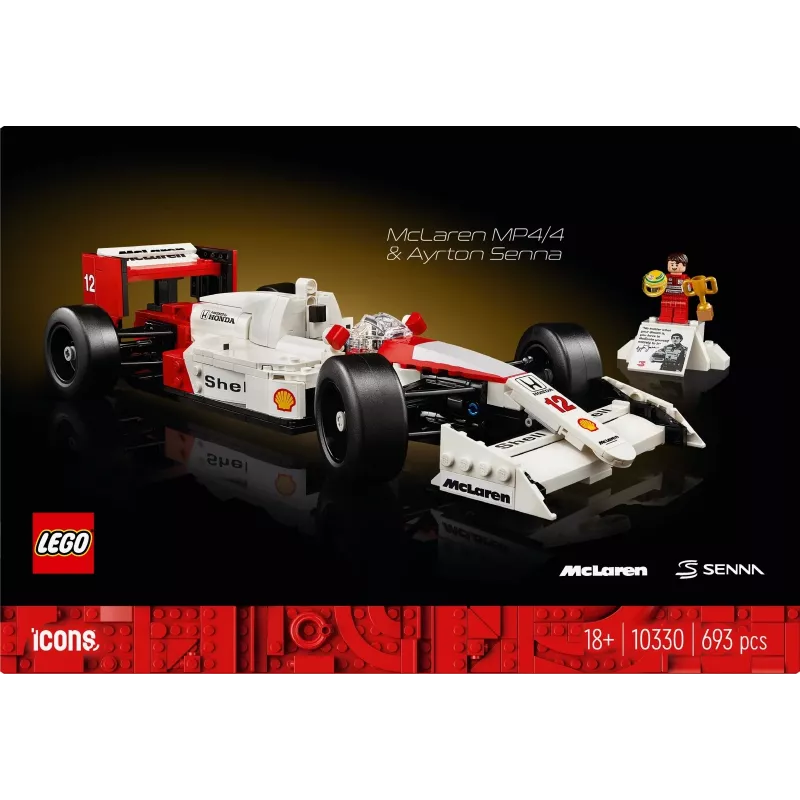 LEGO komplekt McLaren MP4/4 Ayrton Senna 10330 — LEGO ICONS mudelauto väljapanek