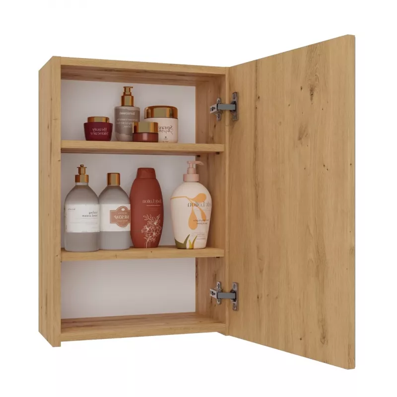 Vannitoa hoiusapp top e shop POLA 1DL ARTISAN — seinale paigaldatav, tamme raam, 400×220×600 mm, 3 riiulit