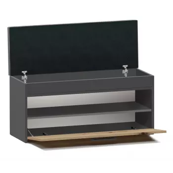 Suletud kingakapp Top e Shop PARMA — antratsiit ja tamm, puitlaastplaat, 1000×490×350 mm
