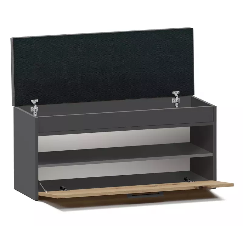 Suletud kingakapp Top e Shop PARMA — antratsiit ja tamm, puitlaastplaat, 1000×490×350 mm