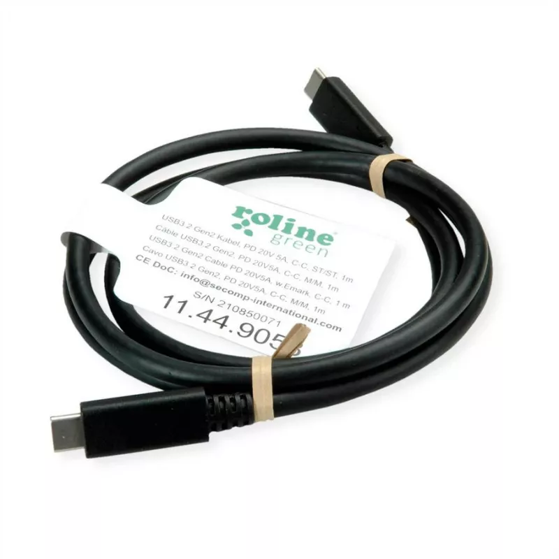 ROLINE USB3.2Gen2 kaabel PD 20V5A Type C-C ST/ST 0.5m - kaabel - digitaalne/andmed - 0,5 m (11.99.9057)