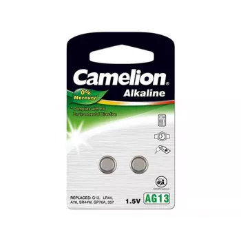 Nööpelementpatarei CAMELION AG13 / LR44 / 357 leelispatarei, 1,5 V — pakendis 2 tk