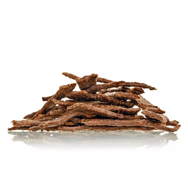 Treat PETITTO Monoprotein Meat Strips Duck 400 g — ühevalguline treeningmaius koertele, valk 47,3%, rasv 23,4%