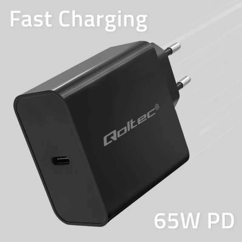 Laadija QOLTEC Super Quick PD 65W USB‑C Power Delivery 5–20V, 1x USB‑C, USB PD 3.0, Type C pistik, 65 W
