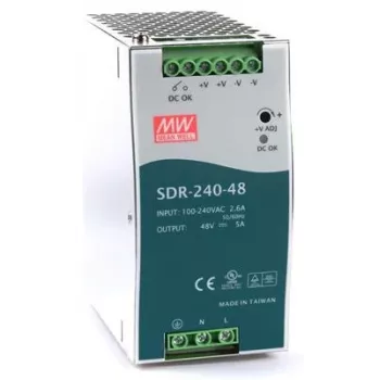 Mean Well SDR-240 seeria SDR-240-48 - Toiteplokk (DIN-liistule paigaldatav) - AC 115/230 V - 240 W - aktiivne PFC (SDR-240-48)