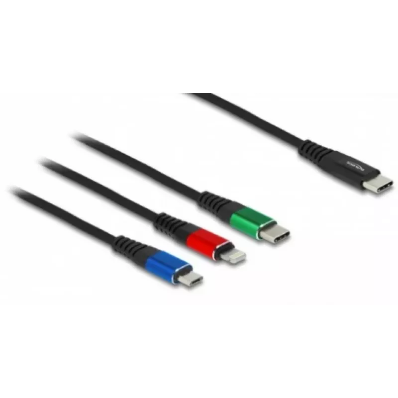 DELOCKi USB-laadimiskaabel 3-in-1 USB-C / Lightning / Micro-USB 30 cm