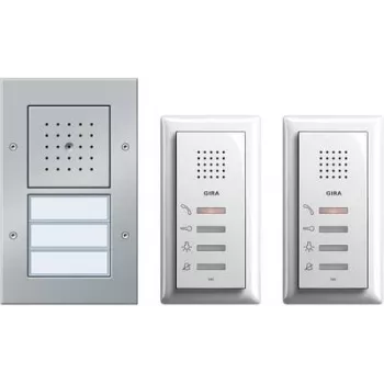 Juhtmega intercom-komplekt 2-korteriga majale Gira mudel 049544, alumiinium