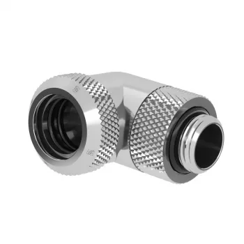 90° mitmiklüli surveadapter Barrow TWT90KND-K14 — G1/4 isane 14 mm jäigale torule, pööratav, hõbedane