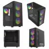 Arvutikorpus SAVIO Noctis Flow RGB — Kuubik, ATX/Mini-ITX, 3x 120 mm esiventilaatorit, karastatud klaasist külg, max GPU 35 cm