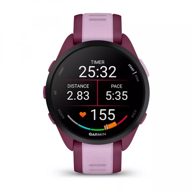 Nutikell GARMIN Forerunner 165 Music, 43 mm polümeerkorpus, 1,2-tolline AMOLED 390x390, GPS/GLONASS/Galileo, 5 ATM, 11-päevane aku