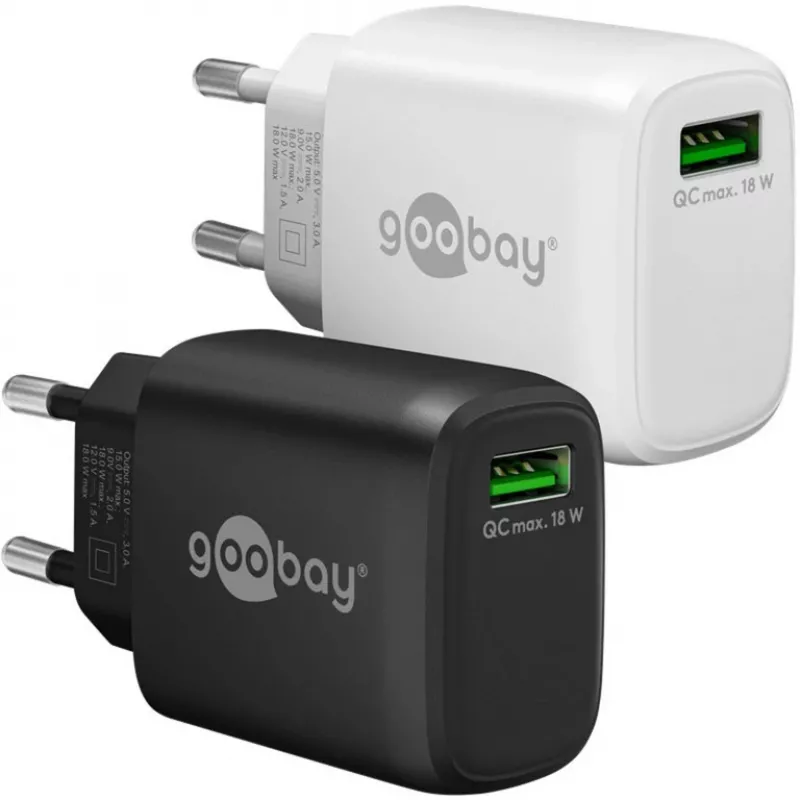 USB-A QC kiirlaadija (18 W) (must)