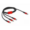 USB laadimiskaabel DeLOCK 3-in-1 USB USB-C kuni 3x USB USB-C 1 m must/punane