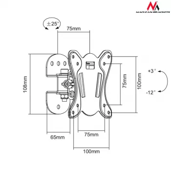Postikinnitusklamber MACLEAN MC-670 — reguleeritav, toetab kuni 20 kg, VESA 100x100, 13–27-tollistele monitoridele, must