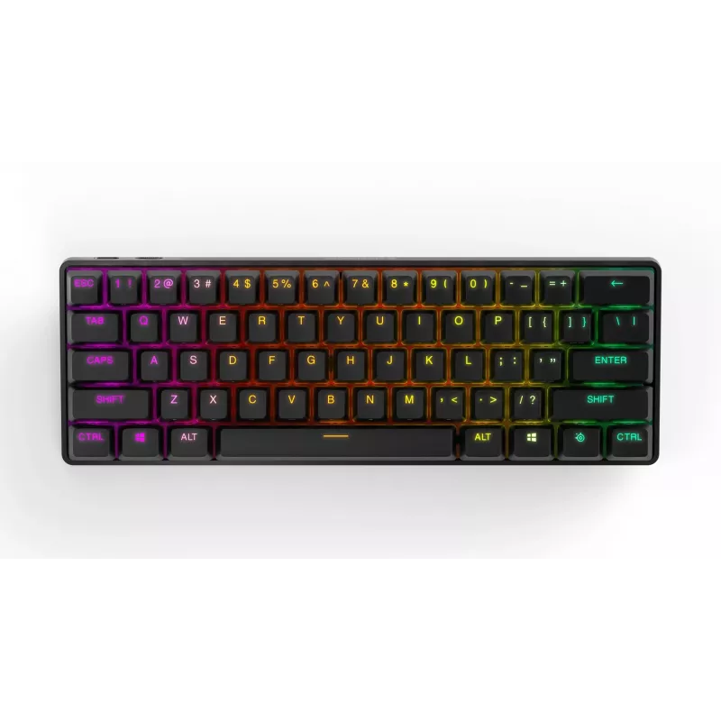 Mehaaniline mängurklaviatuur STEELSERIES Apex Pro Mini Wireless — 60% vormitegur, USB + RF-juhtmeta + Bluetooth, QWERTY US, Must