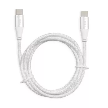 USB-C-USB-C-kaabel IBOX IKUTC2W 2 m, USB 2.0, 3 A, valge, tekstiilpunutis