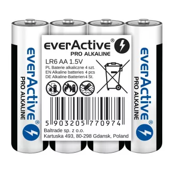 Aluselised patareid everActive LR6 AA pakis 4 tk — 1,5 V, 3000 mAh, 50,5 × 14,5 mm
