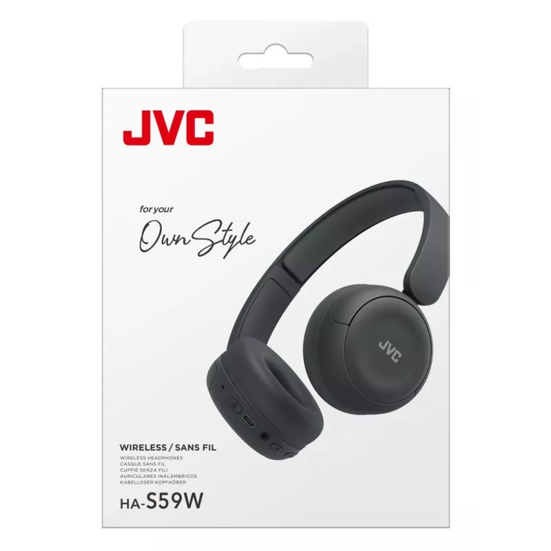 Peakomplekt JVC HA-S59W — juhtmega ja juhtmevaba Bluetooth, USB‑C, supraauraalne, 20–20000 Hz, 1,2 m kaabel, 148 g, must
