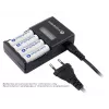 Akulaadija everActive NC450B — 4-elemendiline AAA-laadija, 110/230 V vahelduvvool, must