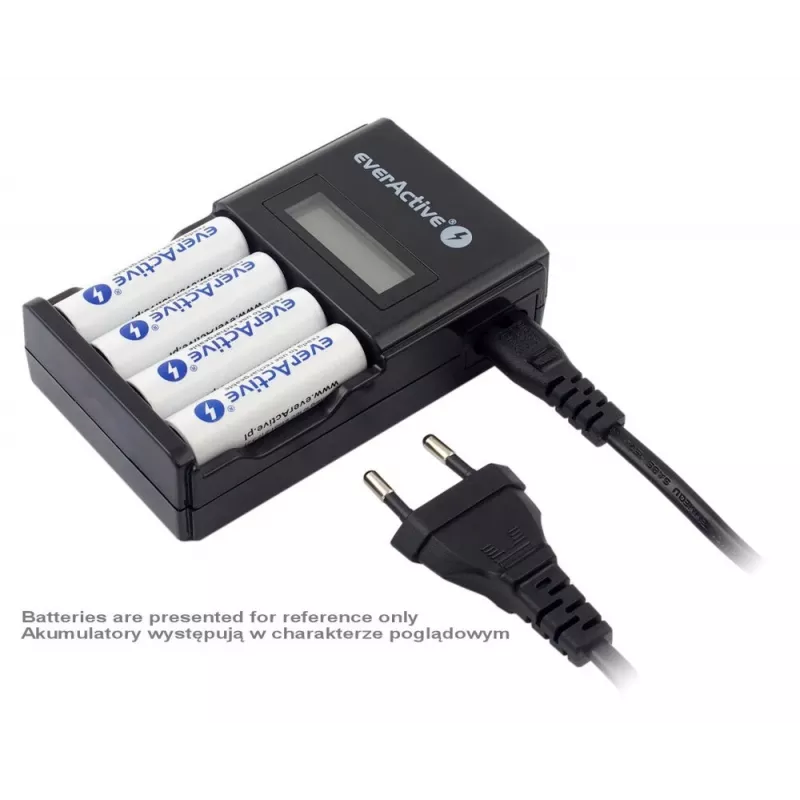 Akulaadija everActive NC450B — 4-elemendiline AAA-laadija, 110/230 V vahelduvvool, must