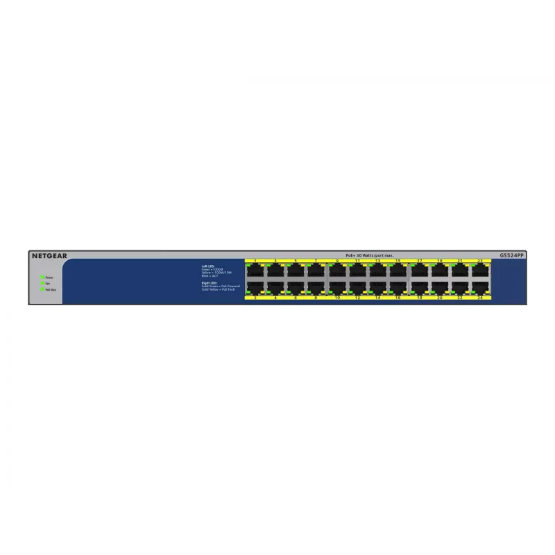 NETGEAR GS524PP haldamata Gigabit Ethernet (10/100/1000) toitega üle Etherneti (PoE) hall